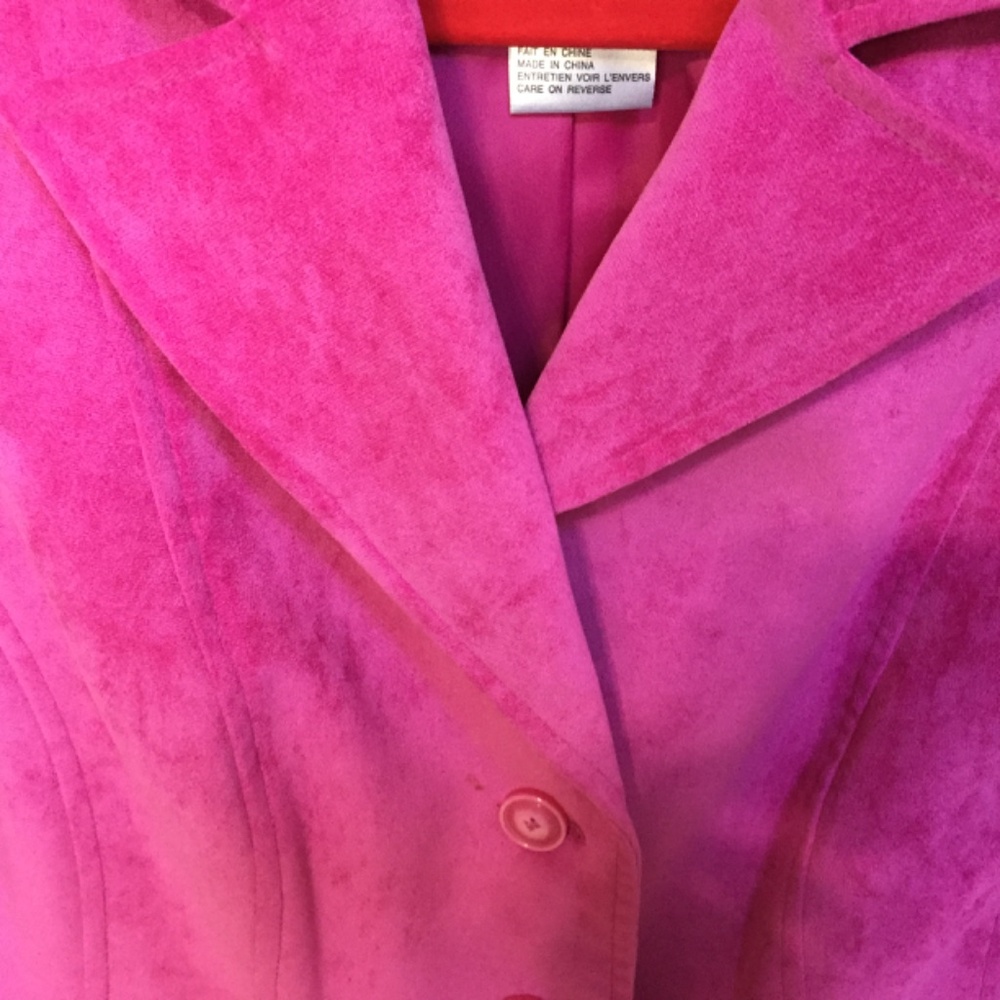 Women's Pink Faux Suede Jacket - Picture 5 of 16